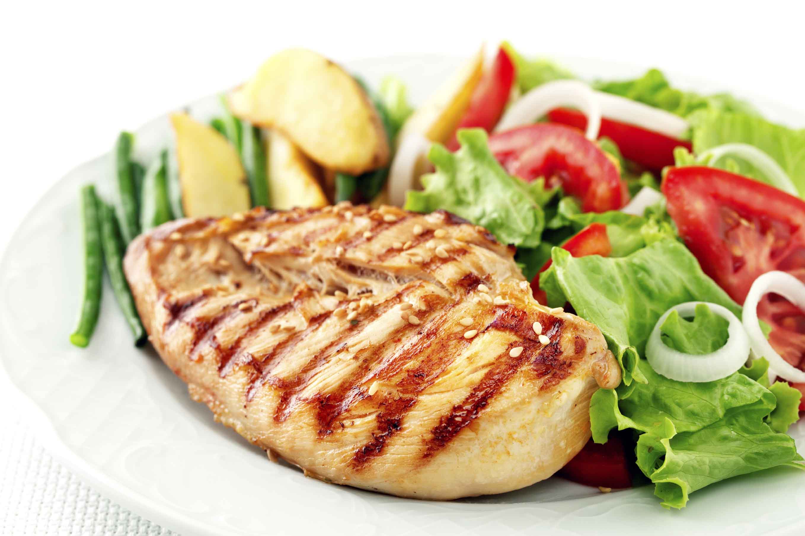 Grilled chicken fillet with salad